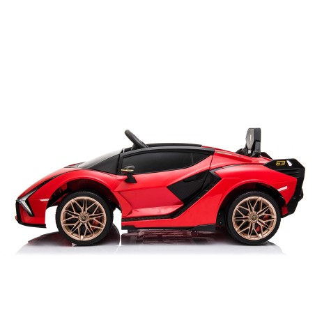 Auto Macchina Elettrica per Bambini 12V Lamborghini Sian con Telecomando Porte apribili Led Bluetooth Radio Sedile Pelle Red