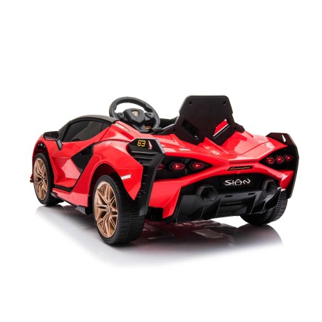Auto Macchina Elettrica per Bambini 12V Lamborghini Sian con Telecomando Porte apribili Led Bluetooth Radio Sedile Pelle Red