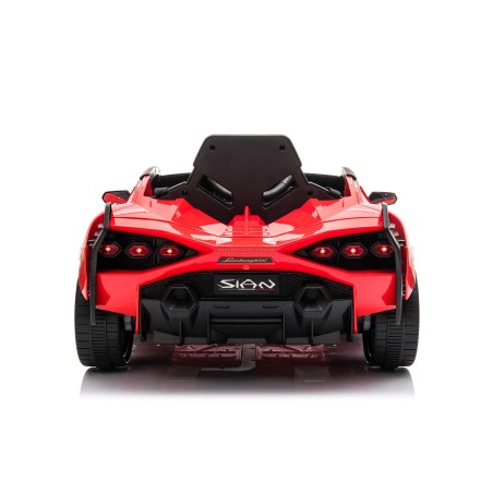 Auto Macchina Elettrica per Bambini 12V Lamborghini Sian con Telecomando Porte apribili Led Bluetooth Radio Sedile Pelle Red