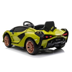 Auto Macchina Elettrica per Bambini 12V Lamborghini Sian con Telecomando Porte apribili Led Bluetooth Radio Sedile Pelle Verde