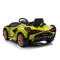 Auto Macchina Elettrica per Bambini 12V Lamborghini Sian con Telecomando Porte apribili Led Bluetooth Radio Sedile Pelle Verde
