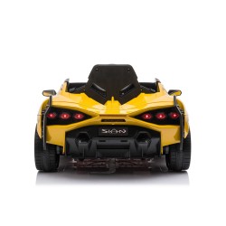 Auto Macchina Elettrica per Bambini 12V Lamborghini Sian con Telecomando Porte apribili Led Bluetooth Radio Sedile Pelle Gialla