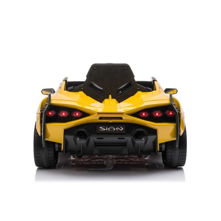 Auto Macchina Elettrica per Bambini 12V Lamborghini Sian con Telecomando Porte apribili Led Bluetooth Radio Sedile Pelle Gialla