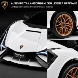 Auto Elettrica Bambini Lamborghini Sian 12V Bianca 1-4 Anni Telecomando LED