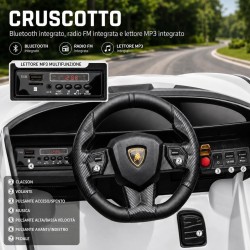 Auto Elettrica Bambini Lamborghini Sian 12V Bianca 1-4 Anni Telecomando LED