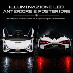 Auto Elettrica Bambini Lamborghini Sian 12V Bianca 1-4 Anni Telecomando LED