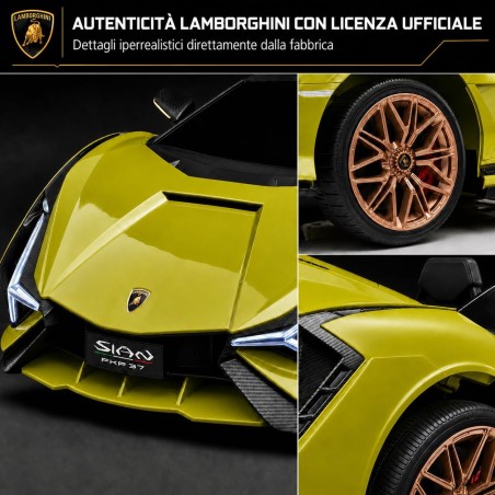Auto Elettrica Bambini Lamborghini Sian 12V Verde 1-4 Anni Telecomando LED