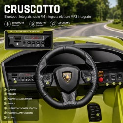 Auto Elettrica Bambini Lamborghini Sian 12V Verde 1-4 Anni Telecomando LED