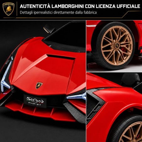 Auto Elettrica Bambini Lamborghini Sian 12V Rossa 1-4 Anni Telecomando LED