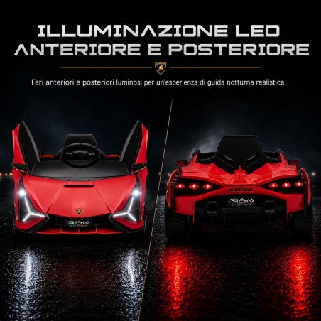 Auto Elettrica Bambini Lamborghini Sian 12V Rossa 1-4 Anni Telecomando LED