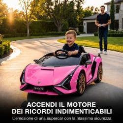 Auto Elettrica Bambini Lamborghini Sian 12V Rosa 1-4 Anni Telecomando LED