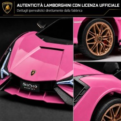 Auto Elettrica Bambini Lamborghini Sian 12V Rosa 1-4 Anni Telecomando LED