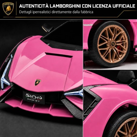 Auto Elettrica Bambini Lamborghini Sian 12V Rosa 1-4 Anni Telecomando LED