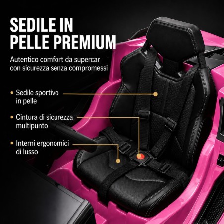 Auto Elettrica Bambini Lamborghini Sian 12V Rosa 1-4 Anni Telecomando LED