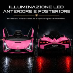 Auto Elettrica Bambini Lamborghini Sian 12V Rosa 1-4 Anni Telecomando LED