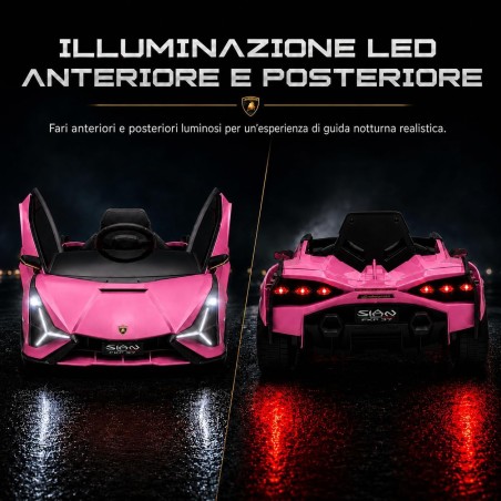 Auto Elettrica Bambini Lamborghini Sian 12V Rosa 1-4 Anni Telecomando LED