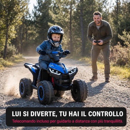 Quad Elettrico Bambini Falcon X 12V Blu 3-5 Anni Telecomando 2 Motori LED MP3