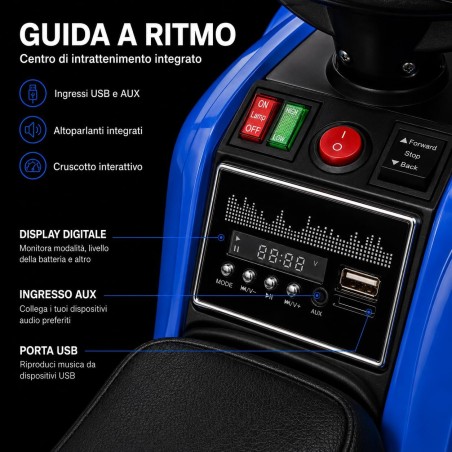 Quad Elettrico Bambini Falcon X 12V Blu 3-5 Anni Telecomando 2 Motori LED MP3