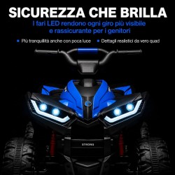 Quad Elettrico Bambini Falcon X 12V Blu 3-5 Anni Telecomando 2 Motori LED MP3