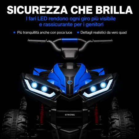 Quad Elettrico Bambini Falcon X 12V Blu 3-5 Anni Telecomando 2 Motori LED MP3