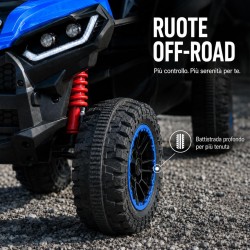 Quad Elettrico Bambini Falcon X 12V Blu 3-5 Anni Telecomando 2 Motori LED MP3