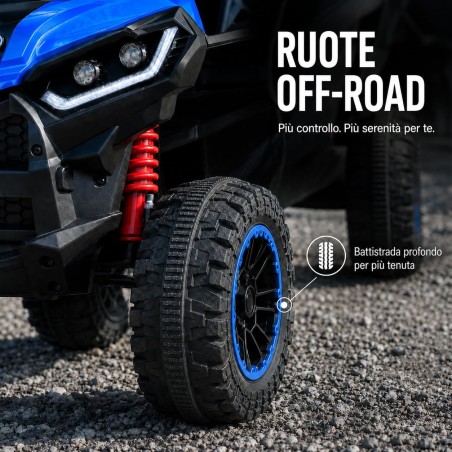 Quad Elettrico Bambini Falcon X 12V Blu 3-5 Anni Telecomando 2 Motori LED MP3