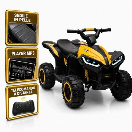 Quad Elettrico Bambini Falcon X 12V Giallo 3-5 Anni Telecomando 2 Motori LED MP3