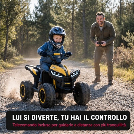 Quad Elettrico Bambini Falcon X 12V Giallo 3-5 Anni Telecomando 2 Motori LED MP3