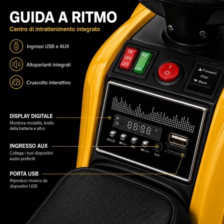Quad Elettrico Bambini Falcon X 12V Giallo 3-5 Anni Telecomando 2 Motori LED MP3