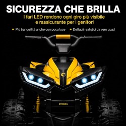 Quad Elettrico Bambini Falcon X 12V Giallo 3-5 Anni Telecomando 2 Motori LED MP3