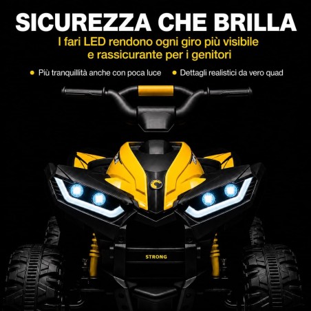 Quad Elettrico Bambini Falcon X 12V Giallo 3-5 Anni Telecomando 2 Motori LED MP3