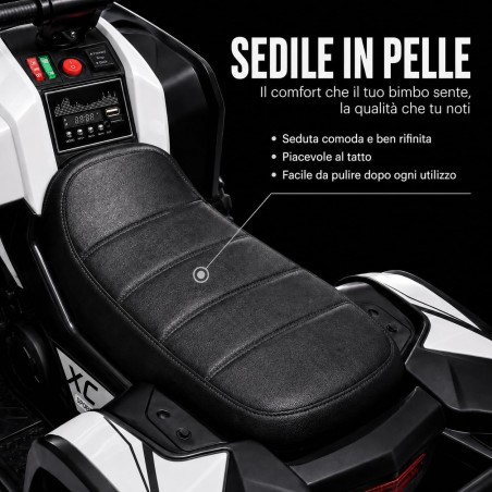 Quad Elettrico Bambini Falcon X 12V Bianco 3-5 Anni Telecomando 2 Motori LED MP3