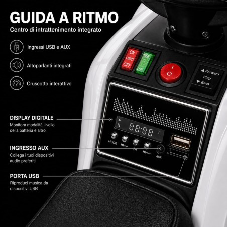 Quad Elettrico Bambini Falcon X 12V Bianco 3-5 Anni Telecomando 2 Motori LED MP3