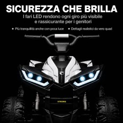 Quad Elettrico Bambini Falcon X 12V Bianco 3-5 Anni Telecomando 2 Motori LED MP3