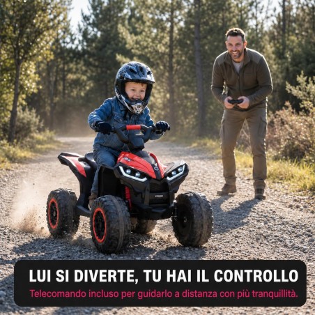 Quad Elettrico Bambini Falcon X 12V Rosso 3-5 Anni Telecomando 2 Motori LED MP3