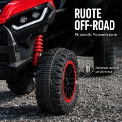 Quad Elettrico Bambini Falcon X 12V Rosso 3-5 Anni Telecomando 2 Motori LED MP3