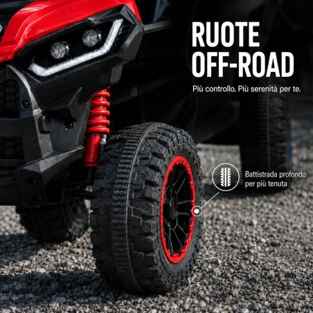Quad Elettrico Bambini Falcon X 12V Rosso 3-5 Anni Telecomando 2 Motori LED MP3