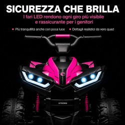 Quad Elettrico Bambini Falcon X 12V Fucsia 3-5 Anni Telecomando 2 Motori LED MP3