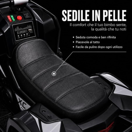 Quad Elettrico Bambini Falcon X 12V Nero 3-5 Anni Telecomando 2 Motori LED MP3