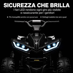 Quad Elettrico Bambini Falcon X 12V Nero 3-5 Anni Telecomando 2 Motori LED MP3