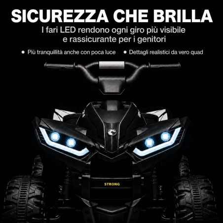 Quad Elettrico Bambini Falcon X 12V Nero 3-5 Anni Telecomando 2 Motori LED MP3