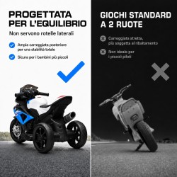 Moto Elettrica Bambini BMW HP4 Race 12V Blu 18-60 Mesi 3 Ruote LED USB
