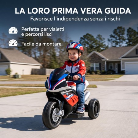 Moto Elettrica Bambini BMW HP4 Race 12V Rossa 18-60 Mesi 3 Ruote LED USB