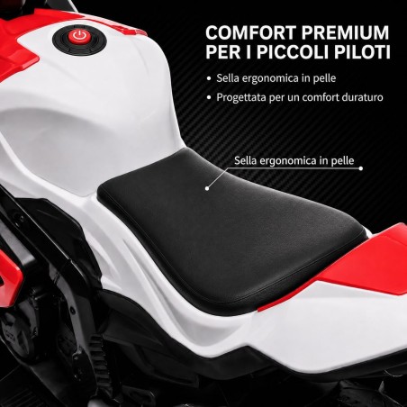 Moto Elettrica Bambini BMW HP4 Race 12V Rossa 18-60 Mesi 3 Ruote LED USB
