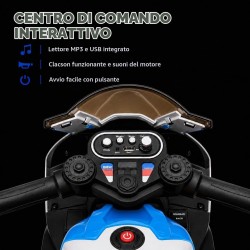 Moto Elettrica Bambini BMW HP4 Race 12V Bianca 18-60 Mesi 3 Ruote LED USB