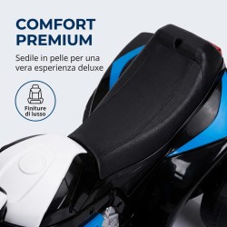 Moto Elettrica Bambini BMW S1000RR 6V Blu 18-36 Mesi 3 Ruote Pelle LED