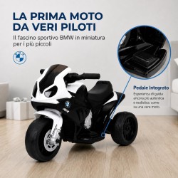 Moto Elettrica Bambini BMW S1000RR 6V Nera 18-36 Mesi 3 Ruote Pelle LED