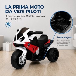 Moto Elettrica Bambini BMW S1000RR 6V Rossa 18-36 Mesi 3 Ruote Pelle LED
