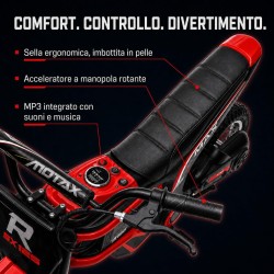 Moto Cross Elettrica Bambini Raptor X 24V 350W Rossa 5-10 Anni Ruote Gonfiabili