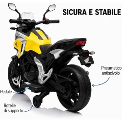 Moto Elettrica Bambini Honda NC750X 12V Gialla 2-5 Anni LED MP3 USB